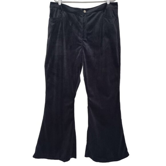 Alishebuy Women's Black Polyester 2XL Corduroy Flare Pants, NWT. - Picture 1 of 6